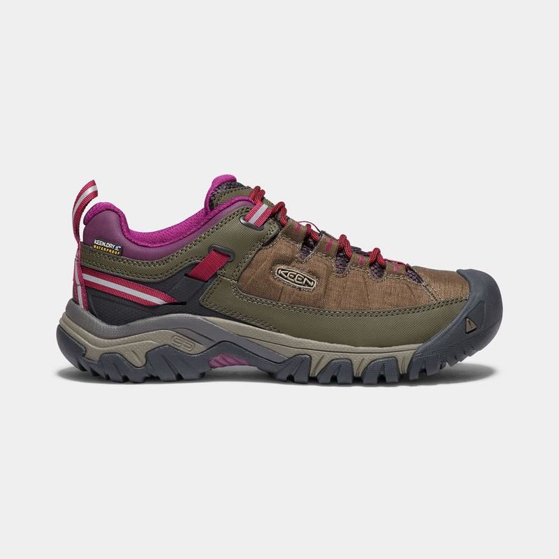 Keen Targhee Exp Waterproof Womens Hiking Shoes Brown/Olive/Purple Clearance (5724-ERPAS)